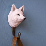 Arctic Fox Hand Carved Wooden Hook From Wildlife Garden