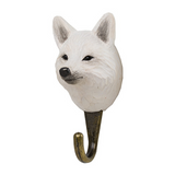 Arctic Fox Hand Carved Wooden Hook From Wildlife Garden