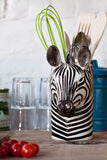 Quail Ceramics Zebra Kitchen/Desk Utensil Pot