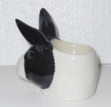 Quail Ceramics: Face Egg Cup  Black &And White Dutch Rabbit