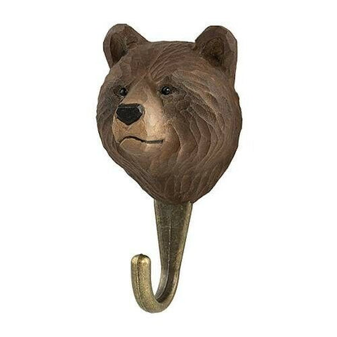 Wildlife Garden Hand Carved Brown Bear Hook