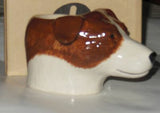 Quail Ceramics Tan And White Jack Russell Face Egg Cup