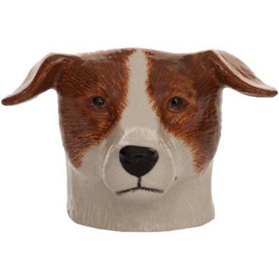 Quail Ceramics Tan And White Jack Russell Face Egg Cup