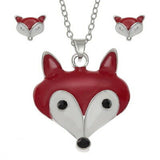 Wish Fashion Jewellery Enamelled Fox Pendent And Stud Earrings