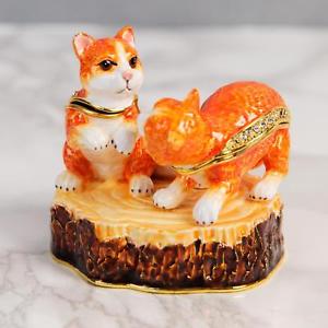 Ginger Tabby Cat Pair Trinket Box From Juliana’s Treasured Trinkets Collection