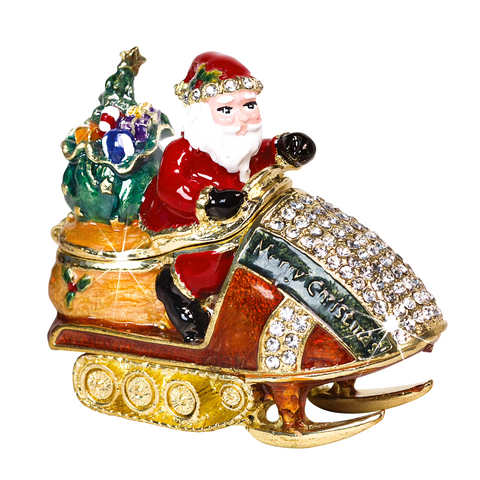 Craycombe Trinket Box Santa on Snowmobile