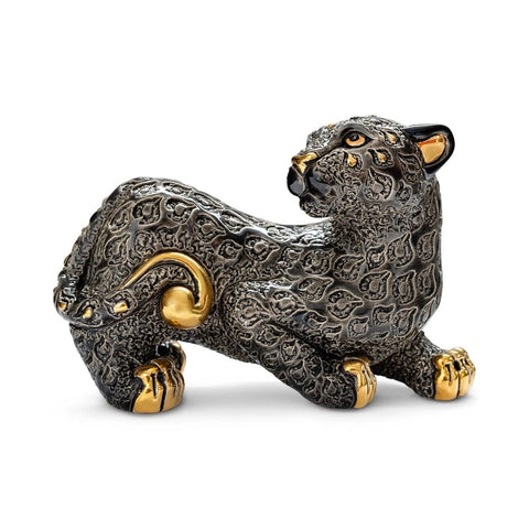 De Rosa Panther Figurine Black With Shimmering Gold