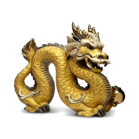 De Rosa Ltd Edition Large Golden Dragon Figurine