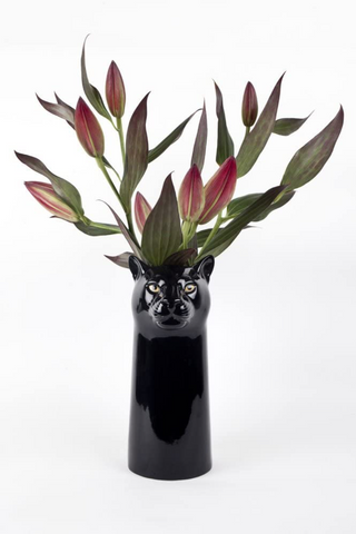 Quail Ceramic Flower Vase Black Panther