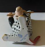 Herend Porcelain Cat With Fiddle Black Fishnet design