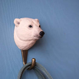 Wildlife Garden Hand Carved Wooden Polar Bear Hook