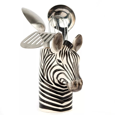 Quail Ceramics Zebra Kitchen/Desk Utensil Pot