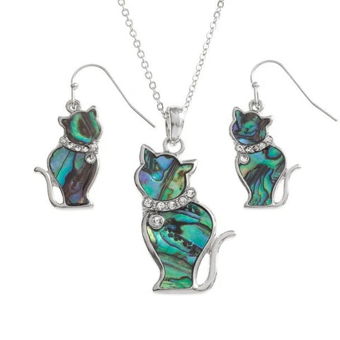 Blue Cat Necklace And Earrings By Tide Fashion Jewellery
