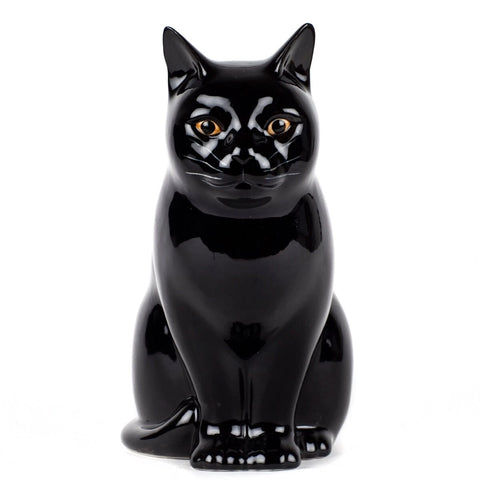 Large Black Cat Flower Vase By Quail Ceramics