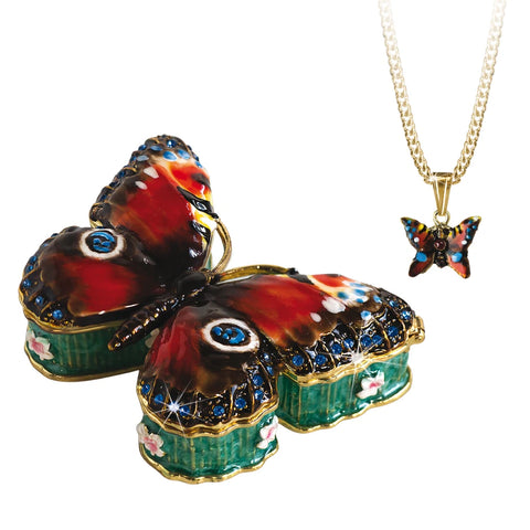 Butterfly Trinket Box With Necklace From The Arora Design Hidden Secrets Collection
