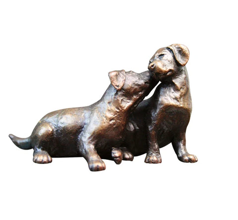 Labrador Puppy Pair Bronze Sculpture Limited Edition Of 150 From Richard Cooper Bronze