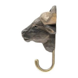 Hand Carved Wooden African Buffalo With Hook By Wildlife Garden