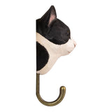Hand Carved Wooden Black and White Cat With Hook By Wildlife Garden