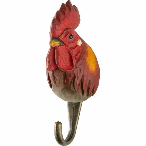 Hand Carved Wooden Cockerel With Hook By Wildlife Garden