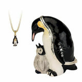 Emperor Penguin And Chick Trinket Box With Necklace From The Arora Design Hidden Secrets Collection