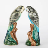Quail Ceramics Green And Blue Budgerigar Salt And Pepper Pots
