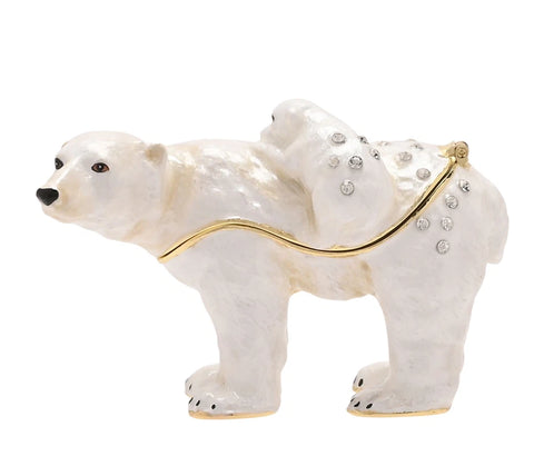 Polar Bear With Cub On Back Trinket Box From Juliana Treasured Trinkets