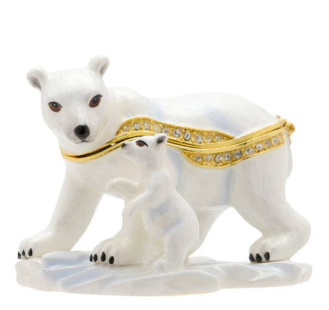 Polar Bear Standing With Cub Trinket Box From Juliana Treasured Trinkets