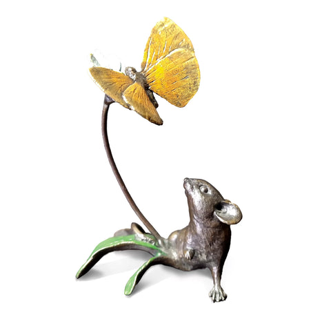 Mouse With Butterfly Bronze Sculpture Limited Edition Of 150 From Richard Cooper Bronze