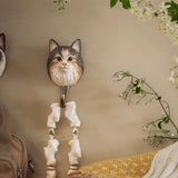 Hand Carved Wooden Norwegian Forest Cat With Hook By Wildlife Garden
