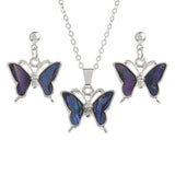 Purple Butterfly Necklace And Earrings By Tide Fashion Jewellery