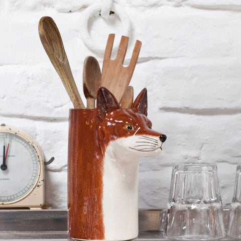 Red Fox Utensil Pot By Quail Ceramics