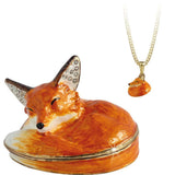 Sleeping Fox Trinket Box With Necklace From The Arora Design Hidden Secrets Collection