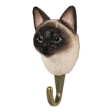 Hand Carved Wooden Siamese Cat With Hook By Wildlife Garden