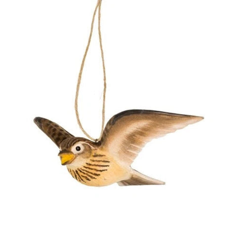 Carved Wooden Figure of a Skylark in Flight by Wildlife Garden