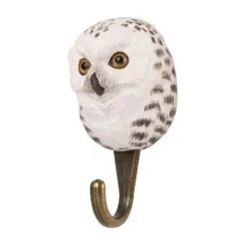 Hand Carved Wooden Snowy Owl With Hook By Wildlife Garden