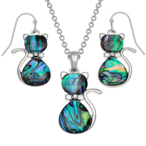 Stylised Cat Necklace And Earrings By Tide Fashion Jewellery
