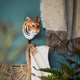 Hand Carved Wooden Tiger With Hook By Wildlife Garden