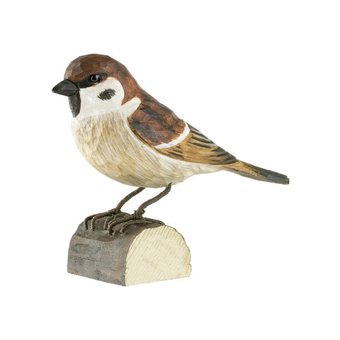 Carved Wooden Tree Sparrow By Wildlife Garden