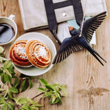 Carved Wooden Figure of a Barn Swallow in Flight by Wildlife Garden
