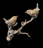 Bronze Wren Pair On Branch Sculpture Limited Edition Of 200 From Richard Cooper Bronze