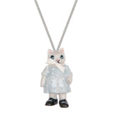 AND MARY Fashion Jewellery Kitten Girl With White Ribbon Pendant