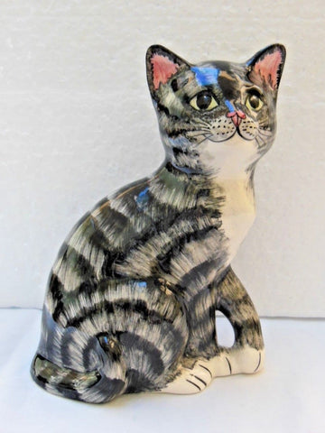Babbacombe Pottery Grey Kitten with Paw Raised