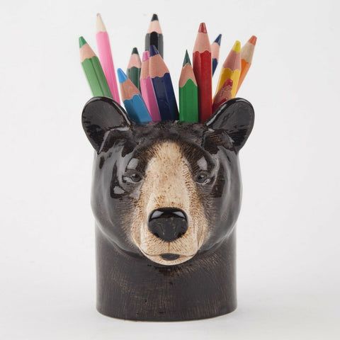 Quail Ceramics: Pencil Pot: Brown / Black Bear