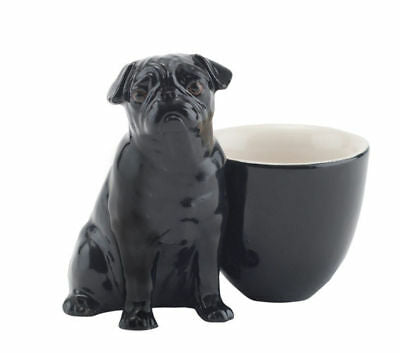 Quail Ceramics: Egg Cup With Pug - Black
