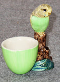 Quail Ceramics: Egg Cup With Budgerigar - Green