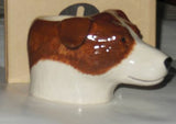 Quail Ceramics: Face Egg Cup: Jack Russell; Tan & White