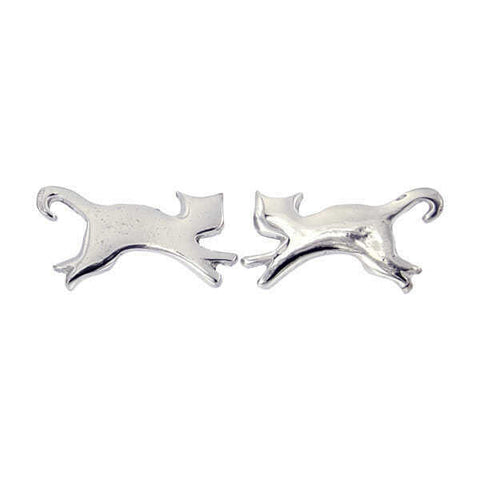 ST JUSTIN PEWTER - LEAPING CAT STUD EARRINGS