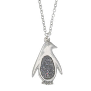 St Justin Pewter Pendant Penguin with Glitter