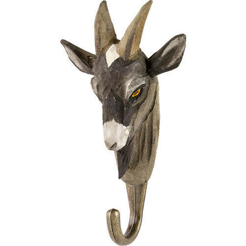 Wildlife Garden Hook Hand Carved Goat