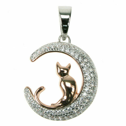 Zilver Designs Cat In Moon Pendant. 925 Silver